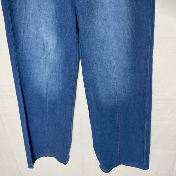 Women’s Med Wash Blue Denim High Rise Wide Leg Pull On Jeans 28 - Picture 9 of 14